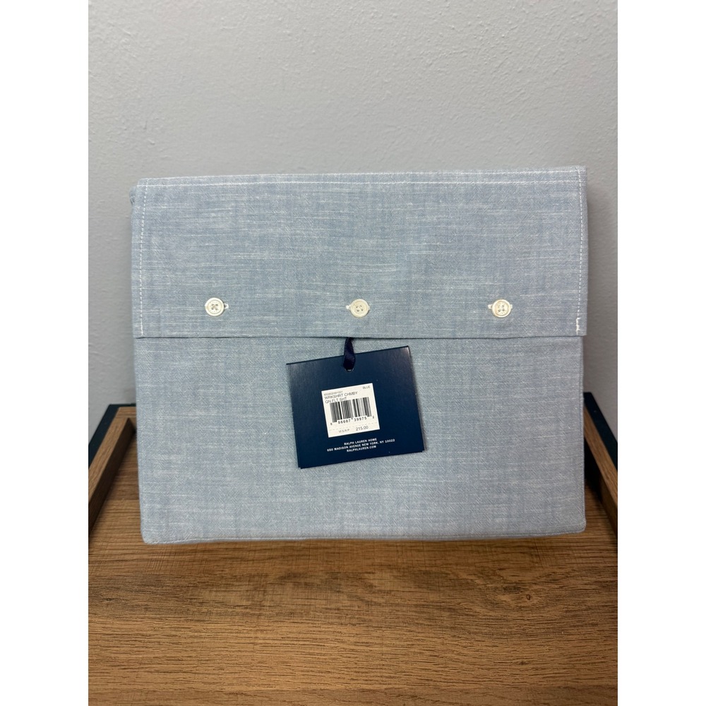 New Ralph Lauren Home Queen Flat Sheet Workshirt‎ Chambray Blue